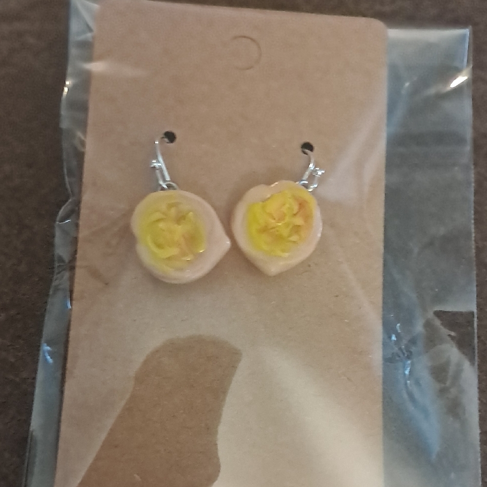 Yellow Floral Egg Earrings